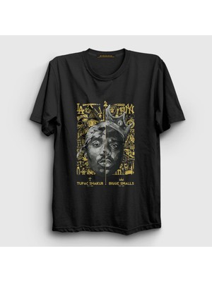 Presmono Unisex Siyah Biggie Smalls Tupac Shakur T-Shirt