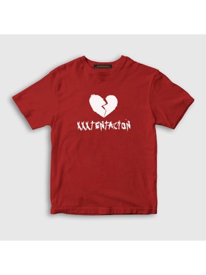 Presmono Unisex Çocuk Kırmızı Broken Heart XXXTentacion T-Shirt