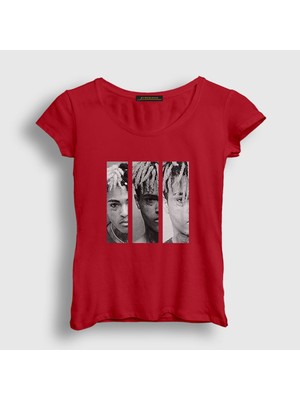 Presmono Kadın Kırmızı Three XXXTentacion T-Shirt