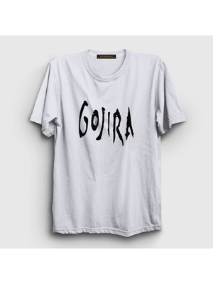 Presmono Unisex Beyaz Logo Gojira T-Shirt