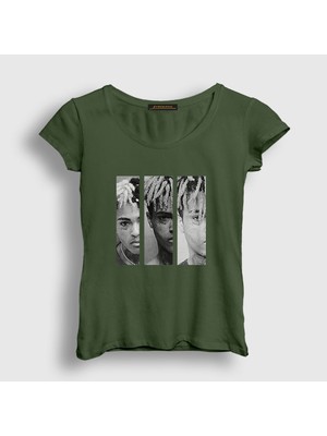Presmono Kadın Haki Three XXXTentacion T-Shirt