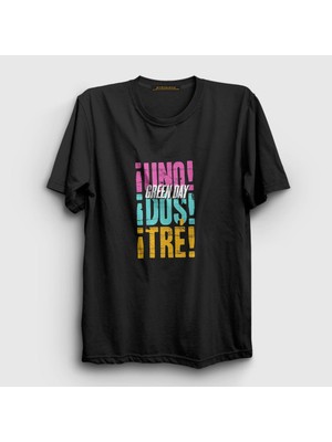 Presmono Unisex Siyah Uno Dos Tre Green Day T-Shirt