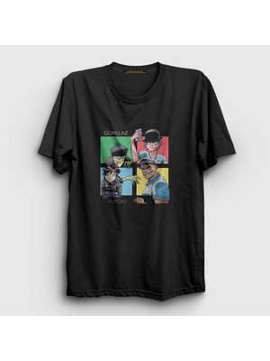 Presmono Unisex Siyah Humanz Gorillaz T-Shirt