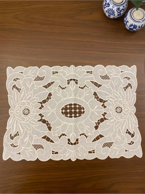 Denef Home Antika - Amerikan Servis Delik Işi Krem - 35X50 cm 1 Adet