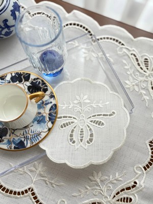 Denef Home Kelebek - Kokteyl Peçetesi Delik Işi Krem - 15X15 cm 2 Adet