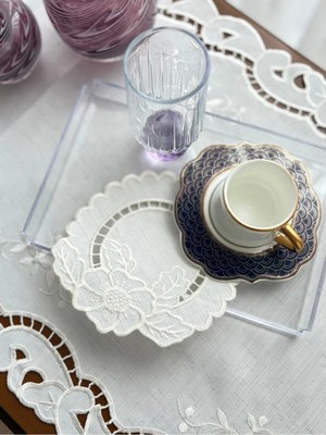 Denef Home Flower - Kokteyl Peçetesi Delik Işi Krem - 15X15 cm 2 Adet