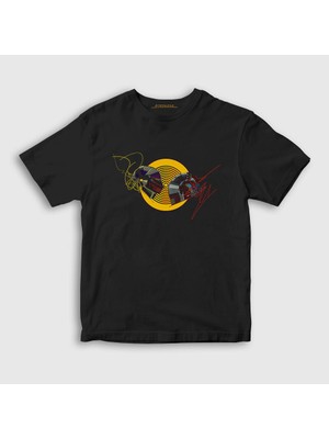 Presmono Unisex Çocuk Siyah Vinly Daft Punk T-Shirt