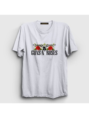 Presmono Unisex Beyaz Thorns Guns N' Roses T-Shirt