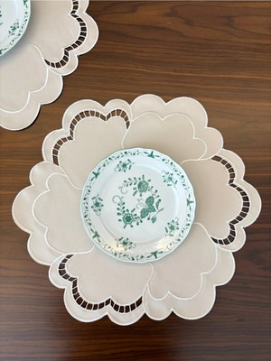 Denef Home Milano - Deri Delik Işi Amerikan Servis Bej - 40X40 cm 1 Adet