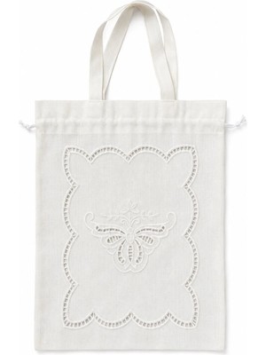 Denef Home Kelebek - Çok Amaçlı Çanta Delik Işi Krem - 30X35 cm 1 Adet
