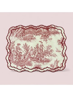 Denef Home Toile De Jouy - Amerikan Servis Bordo - 35X45 cm 1 Adet