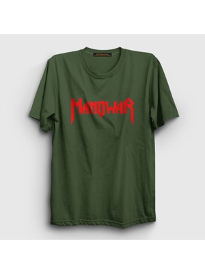 Presmono Unisex Haki Logo Manowar T-Shirt