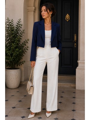 Sateen Kısa Blazer Ceket Kadın