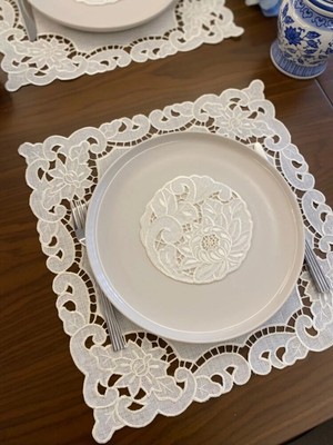 Denef Home Rose - Yemek Peçetesi Delik Işi Krem - 38X38 cm 1 Adet