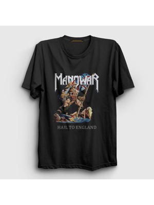 Presmono Unisex Siyah Hail To England Manowar T-Shirt