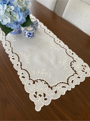 Denef Home Rose - Runner Delik Işi Krem - 35X120 cm 1 Adet