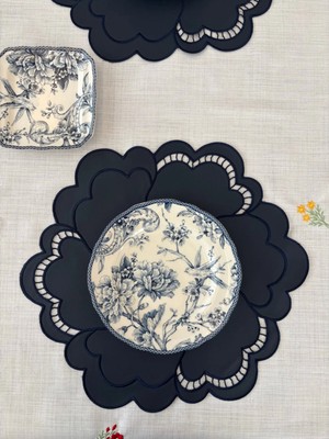 Denef Home Milano - Deri Delik Işi Amerikan Servis Lacivert - 40X40 cm 1 Adet