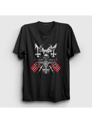 Presmono Unisex Siyah Norway Mayhem T-Shirt