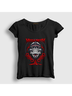 Presmono Kadın Siyah Bolt Megadeth T-Shirt