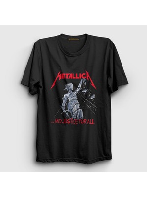 Presmono Unisex Siyah Lady Justice Metallica T-Shirt