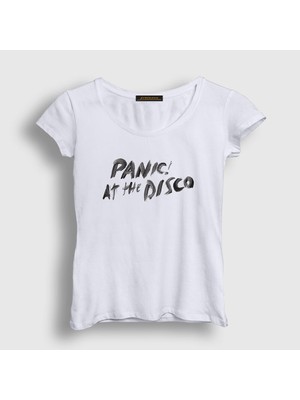 Presmono Kadın Beyaz Brush Panic! at the Disco T-Shirt