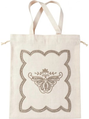 Denef Home Kelebek - Çok Amaçlı Çanta Delik Işi Bej - 30X35 cm 1 Adet