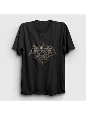 Presmono Unisex Siyah Saw Blade Metallica T-Shirt
