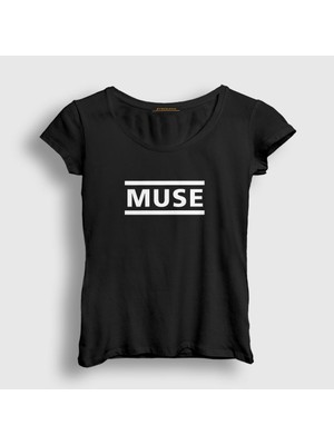 Presmono Kadın Siyah Logo Muse T-Shirt