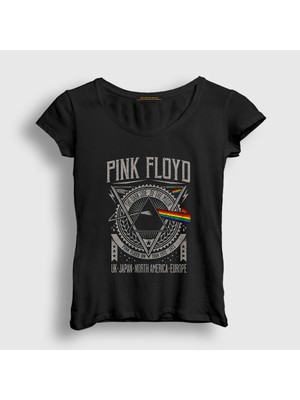 Presmono Kadın Siyah Tour Pink Floyd T-Shirt