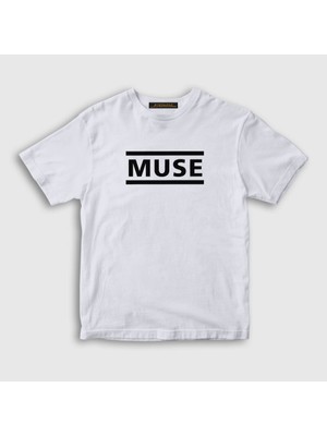 Presmono Unisex Çocuk Beyaz Logo Muse T-Shirt