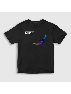 Presmono Unisex Çocuk Siyah Resistance Bird Muse T-Shirt