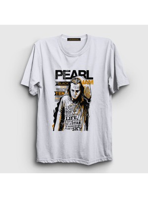 Presmono Unisex Beyaz Star Pearl Jam T-Shirt