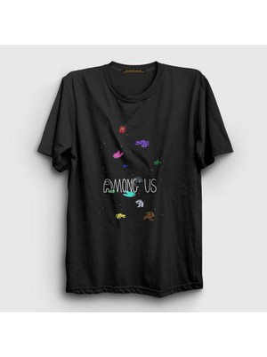 Presmono Unisex Siyah Space Among Us T-Shirt