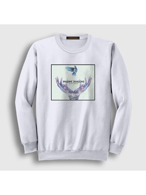 Presmono Unisex Beyaz Smoke Imagine Dragons Sweatshirt