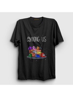 Presmono Unisex Siyah Couch Among Us T-Shirt