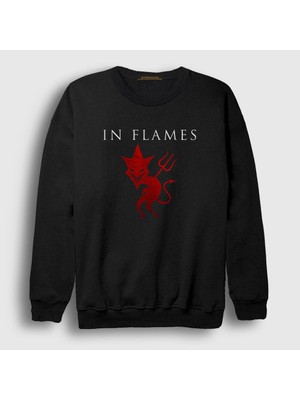 Presmono Unisex Siyah Devil In Flames Sweatshirt