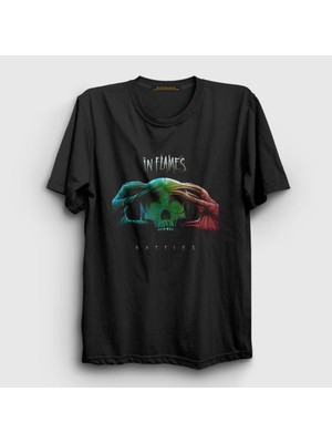 Presmono Unisex Siyah Battles In Flames T-Shirt