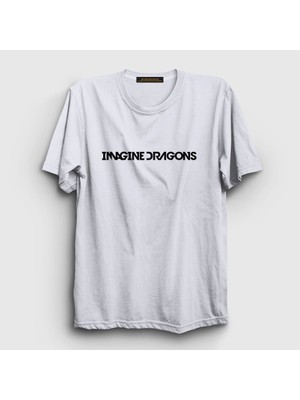 Presmono Unisex Beyaz Logo Imagine Dragons T-Shirt