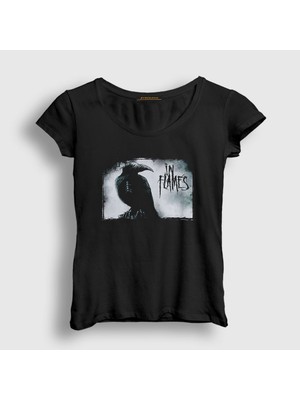 Presmono Kadın Siyah Fading In Flames T-Shirt