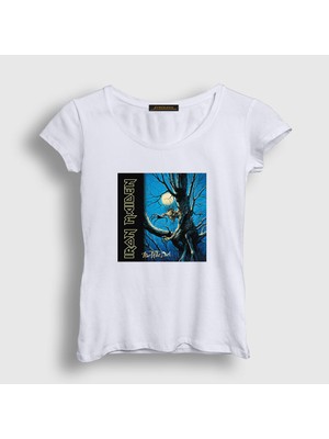 Presmono Kadın Beyaz Fear Of The Dark Iron Maiden T-Shirt