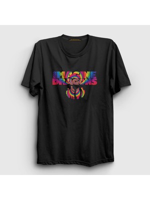 Presmono Unisex Siyah Retro Imagine Dragons T-Shirt