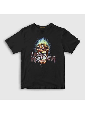Presmono Unisex Çocuk Siyah Eat Iron Maiden T-Shirt