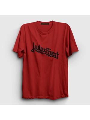 Presmono Unisex Kırmızı Logo Judas Priest T-Shirt