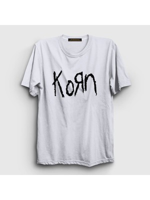 Presmono Unisex Beyaz Logo Korn T-Shirt