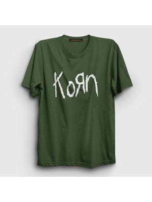 Presmono Unisex Haki Logo Korn T-Shirt