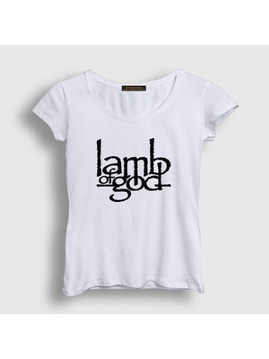 Presmono Kadın Beyaz Logo Lamb Of God T-Shirt