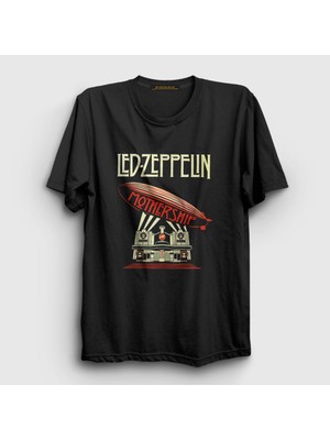Presmono Unisex Siyah Mothership Led Zeppelin T-Shirt
