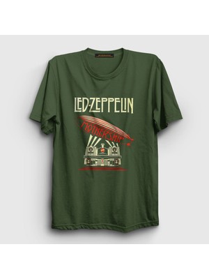 Presmono Unisex Haki Mothership Led Zeppelin T-Shirt