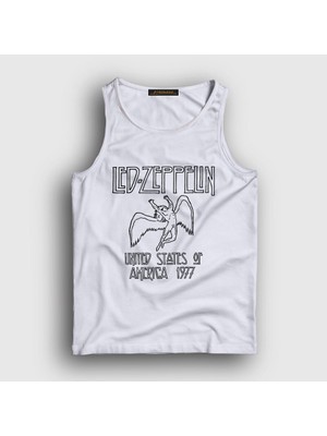 Presmono Unisex Beyaz Logo Led Zeppelin Atlet