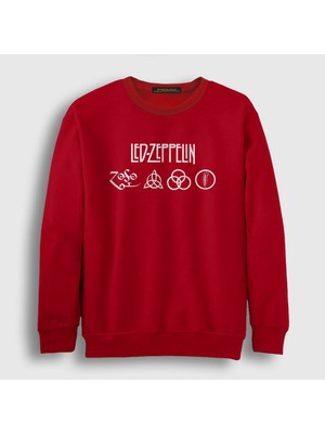 Presmono Unisex Kırmızı Symbols Led Zeppelin Sweatshirt